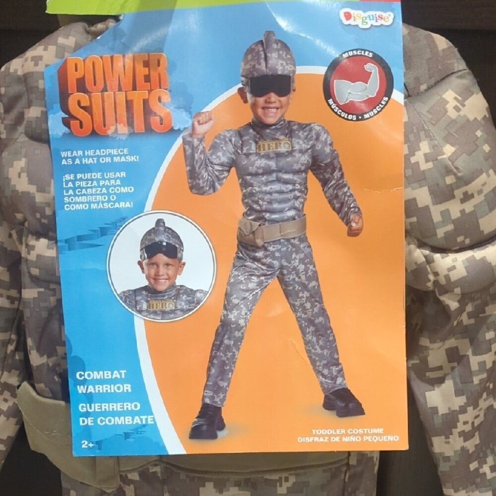Disguise Combat Warrior Kids Costume - Gray Camouflage NWT Size 2
